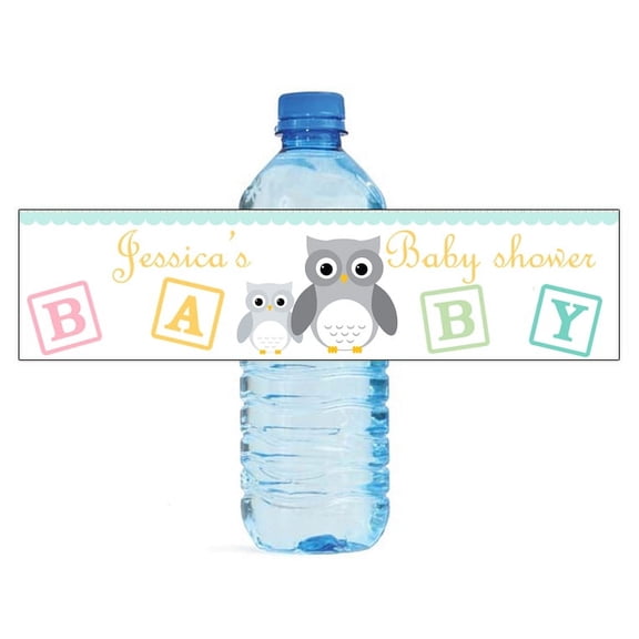 100 Mom & Baby Owl Baby Shower Birthday Water Bottle Labels Special Occasion