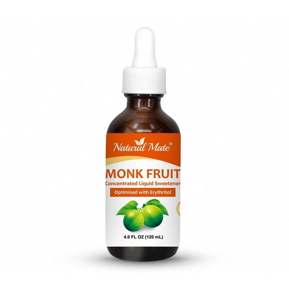 100% Monk Fruit Liquid Sweetener (Optimized with Erythritol) - 4 FL OZ (120 mL)  Glass Bottle| 1Pack)
