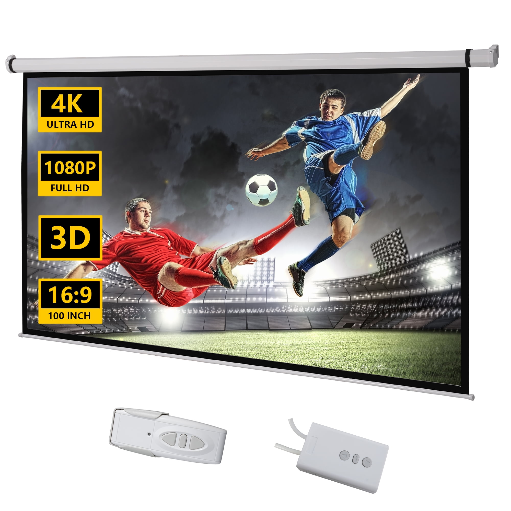 100" Motorized Projection Screen, 169 HD WrinkleFree Indoor Outdoor