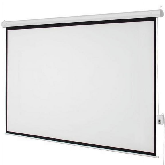 100 Inch 4:3 Motorized Projector Screen - Matte White Retractable Screen with Silent Motor & Remote, Ceiling/Wall Dual Mount for Home Theater & Classroom