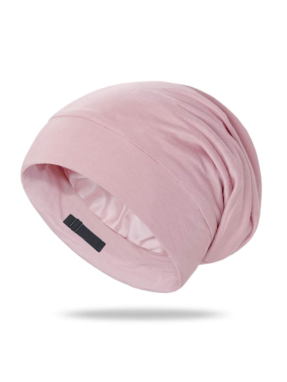 100% Mulberry Silk Bonnet for Sleeping Women, Silk Hair Wrap for Sleeping, Silk Sleep Bonnet for Women&Men, Real Silk, Not Satin Pink