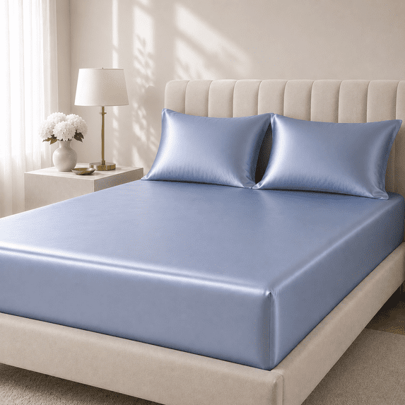 100% Mulberry Silk Fitted Sheet with Deep Pocket Made in USA, Real 22 Momme Silk Bed Sheets, 6A Grade Pure Silk, Hypoallergenic 