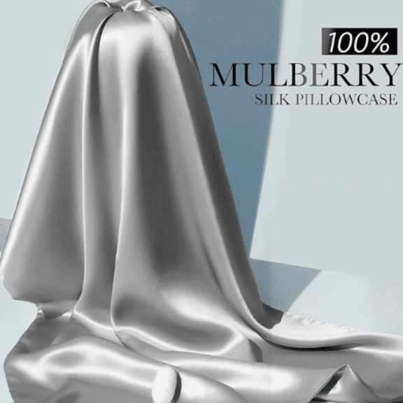 100% Mulberry Silk Pillowcase for Hair and Skin, 22 Momme Pure Natural Silk Pillow Case Both Sided with Zipper, Pillow Cover for Women Mom Men (Silver Grey, Standard 20''×26'', 2 Pack)