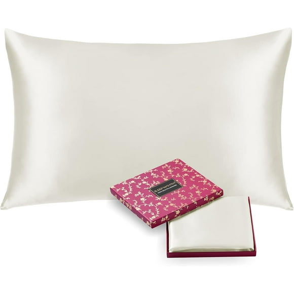 100% Mulberry Silk Pillowcase for Hair and Skin Health, Hidden Zipper, 22 Momme, Both Sides Smooth, Breathable and Natural, Machine Washable, Sleep Mantra (King, Natural White)