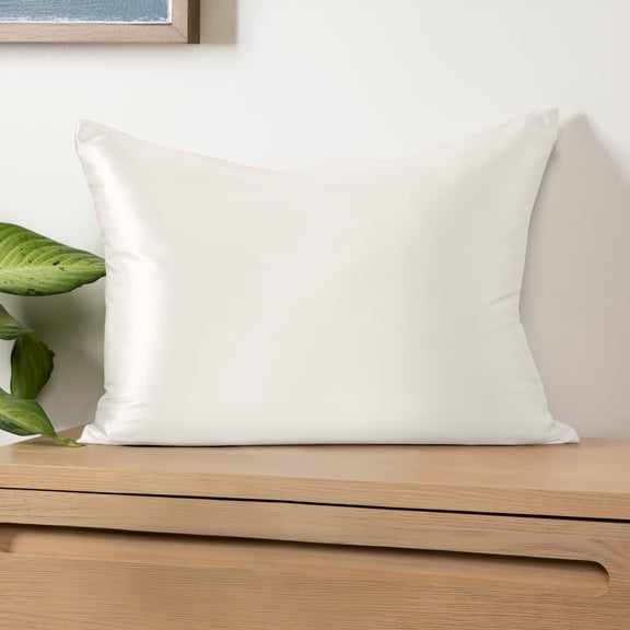 100% Mulberry Silk Pillowcase for Hair and Skin by Noble Linens, Antique White