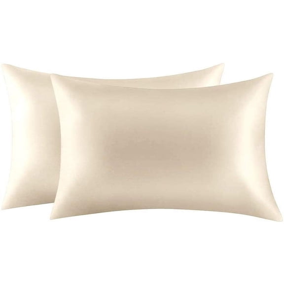 100% Mulberry Silk Pillowcases Set of 2 for Hair and Skin and Super Soft and Breathable Standard Size Nature Silk Pillowcases (Standard, Buff Beige)