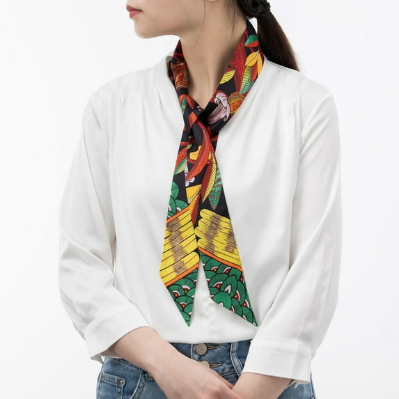 100% Mulberry Silk Ribbon Scarf for Women, Digital Printed Silk Scarf for Hair Wrap, Silk Neck Scarf Headscarf