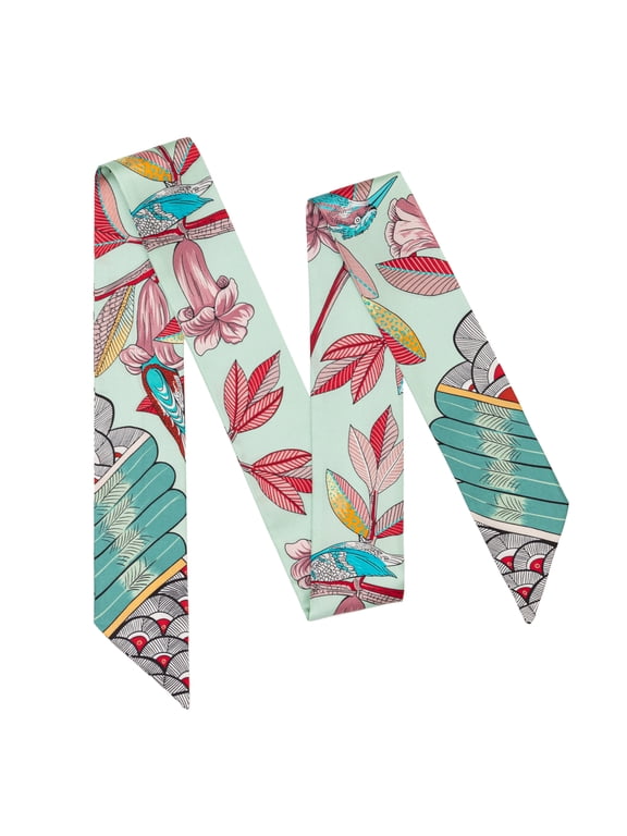 100% Mulberry Silk Ribbon Scarf for Women, Digital Printed Silk Scarf for Hair Wrap, Silk Neck Scarf Headscarf