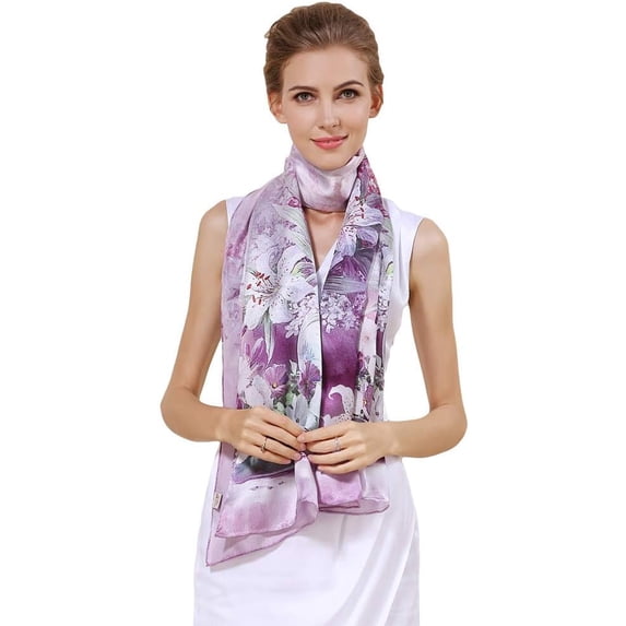 100% Mulberry Silk Scarf for Hair - 21" Square Head Scarf for Women - Lightweight Neck Scarf with Gift Packed Silk Long Mulberry Scarf