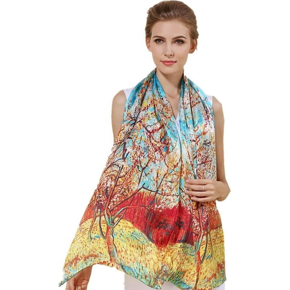 100% Real Mulberry Silk Women Small Square Neck Scarfs 21" Lightweight Headscarf Printed Neckerchief Gift Packed Silk Long Mulberry Scarf