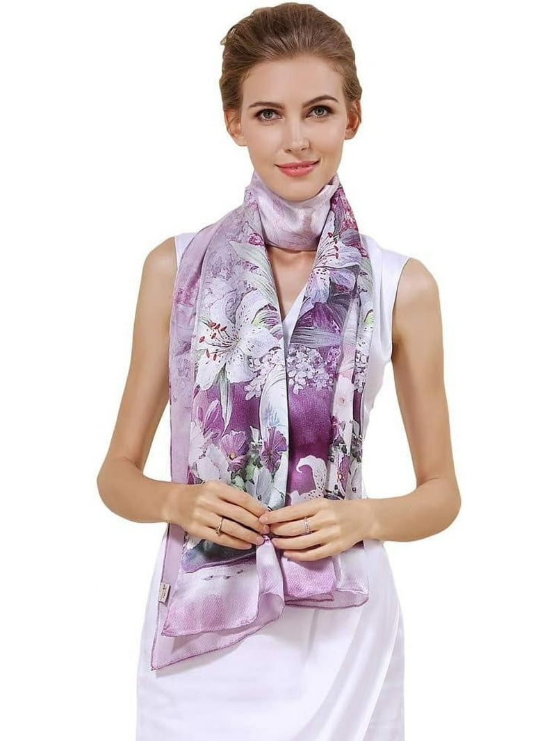 100% Mulberry Silk Scarf for Women Long Headscarf Neck