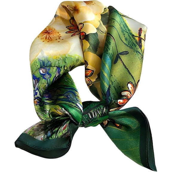 100% Mulberry Silk Scarf for Women Hair Lightweight Square Neckerchief Wrap For Head Scarves 21"
