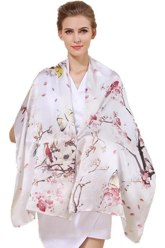 100% Mulberry Silk Scarfs for Women 59"*5.9" Large Square Satin Lightweight Scarf for Wraps Shawl with Gift Packed Silk Long Mulberry Scarf