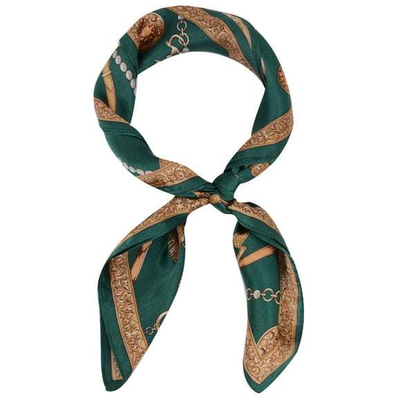 100% Mulberry Silk Small Square Scarf Lightweight Head Scarf Neckerchief for Women 20.87 x 20.87 inches- Green
