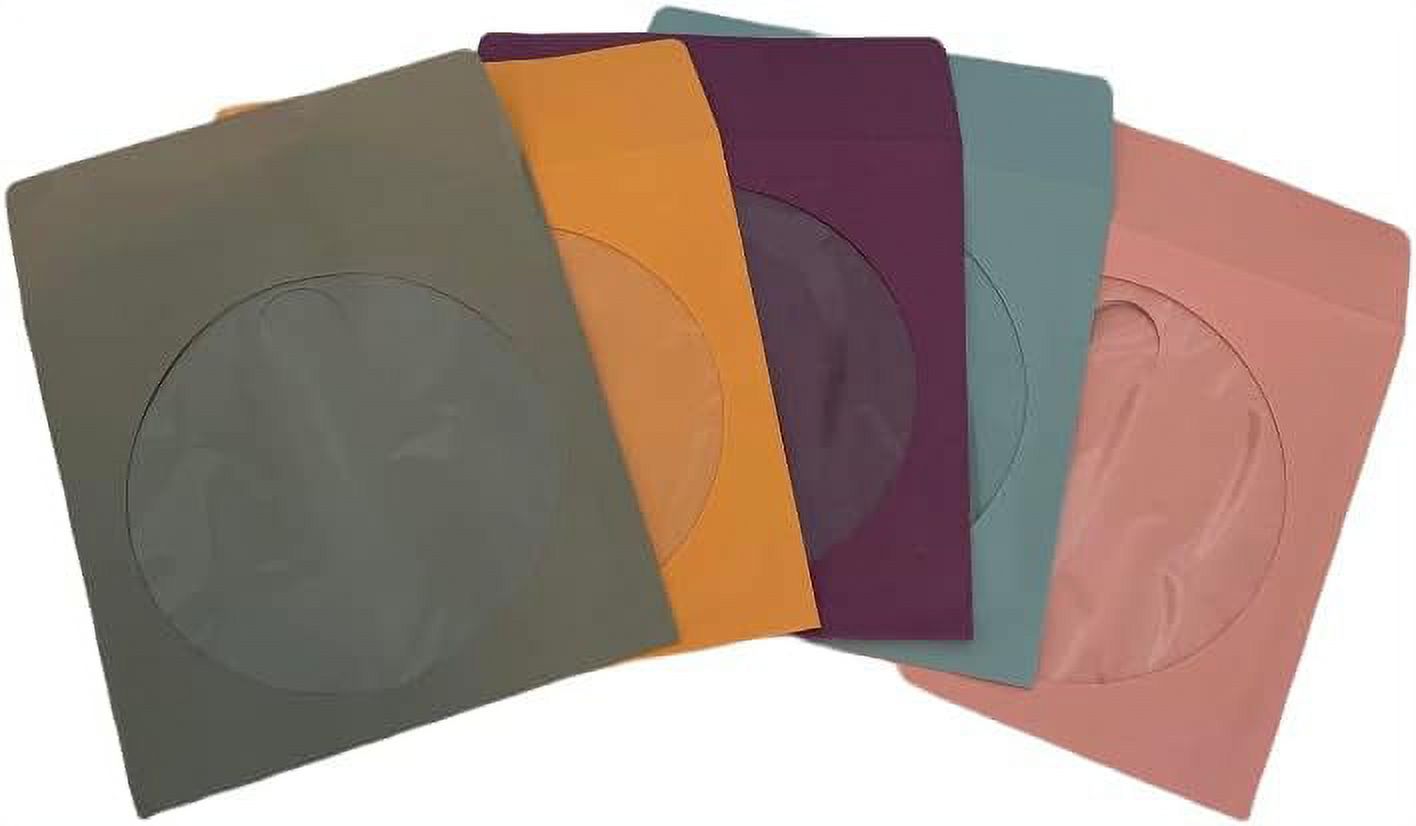 100 MultiColor Paper Sleeves for CD/DVDs 100g Weight Envelopes with