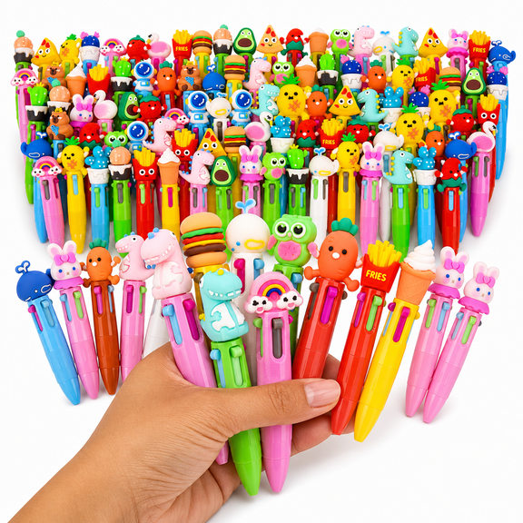 100 Multicolor 4-in-1 Ballpoint Pens Fun Cute Stationery Gifts