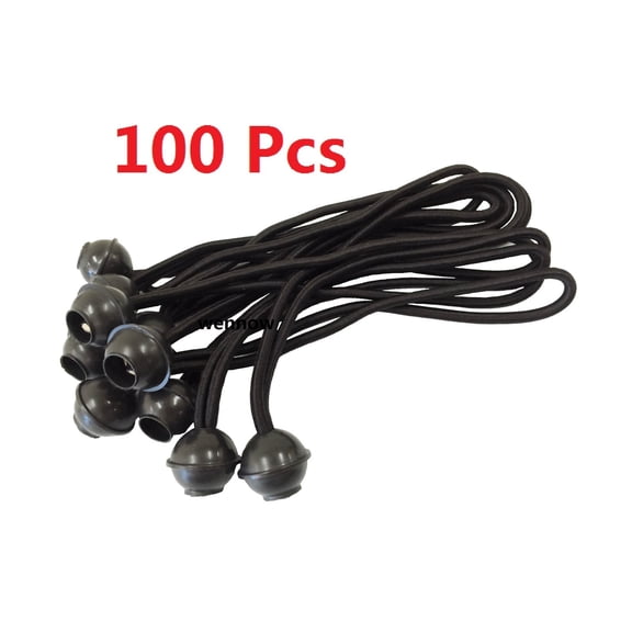 (100) NEW 9" Black Ball Bungee Bungie Cord Heavy Duty Canopy Tarp Tie Downs