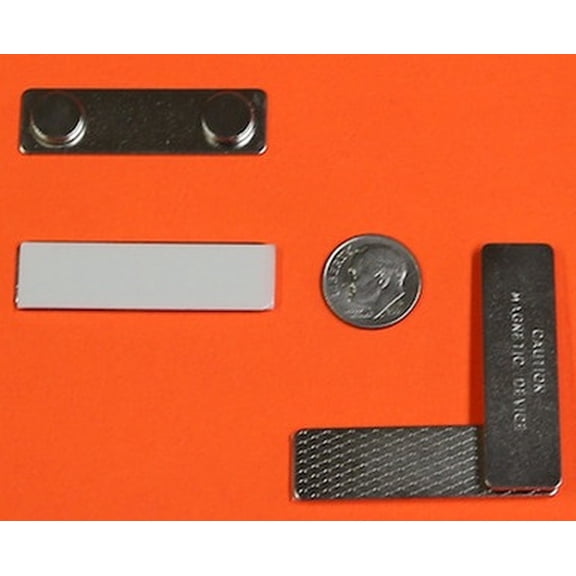 100 Name Badge Magnets Adhesive Tape Steel Plate w/2 Neodymium Magnets