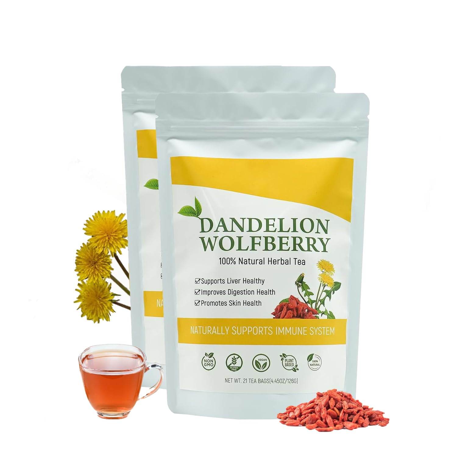 Teas For Kidney And Liver Health 100% Natrual Dandelion Wolfberry Tea Supports Kidneys & Liver Health