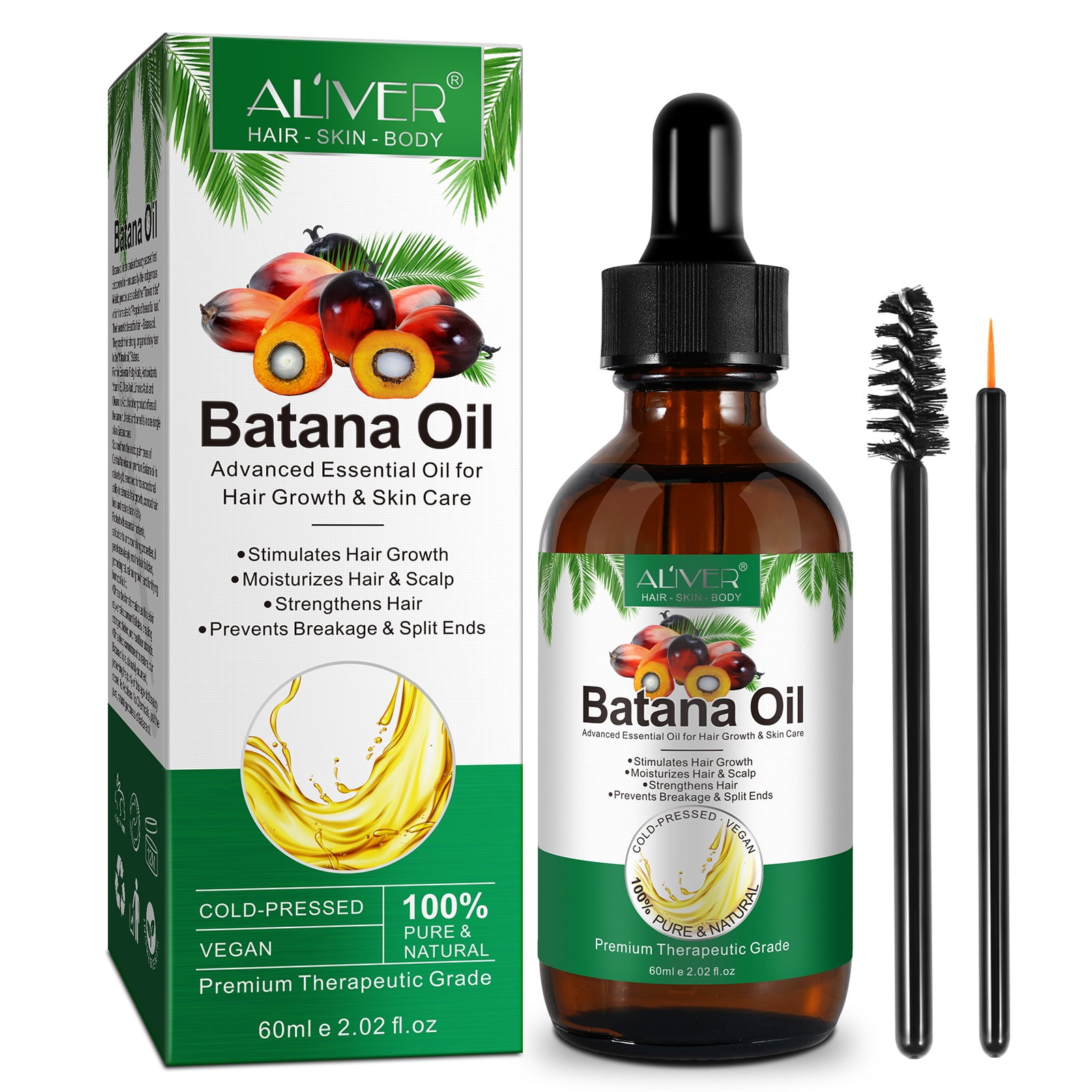 100% Unrefined Natural Batana Oil, Raw Cold Press with Multiple