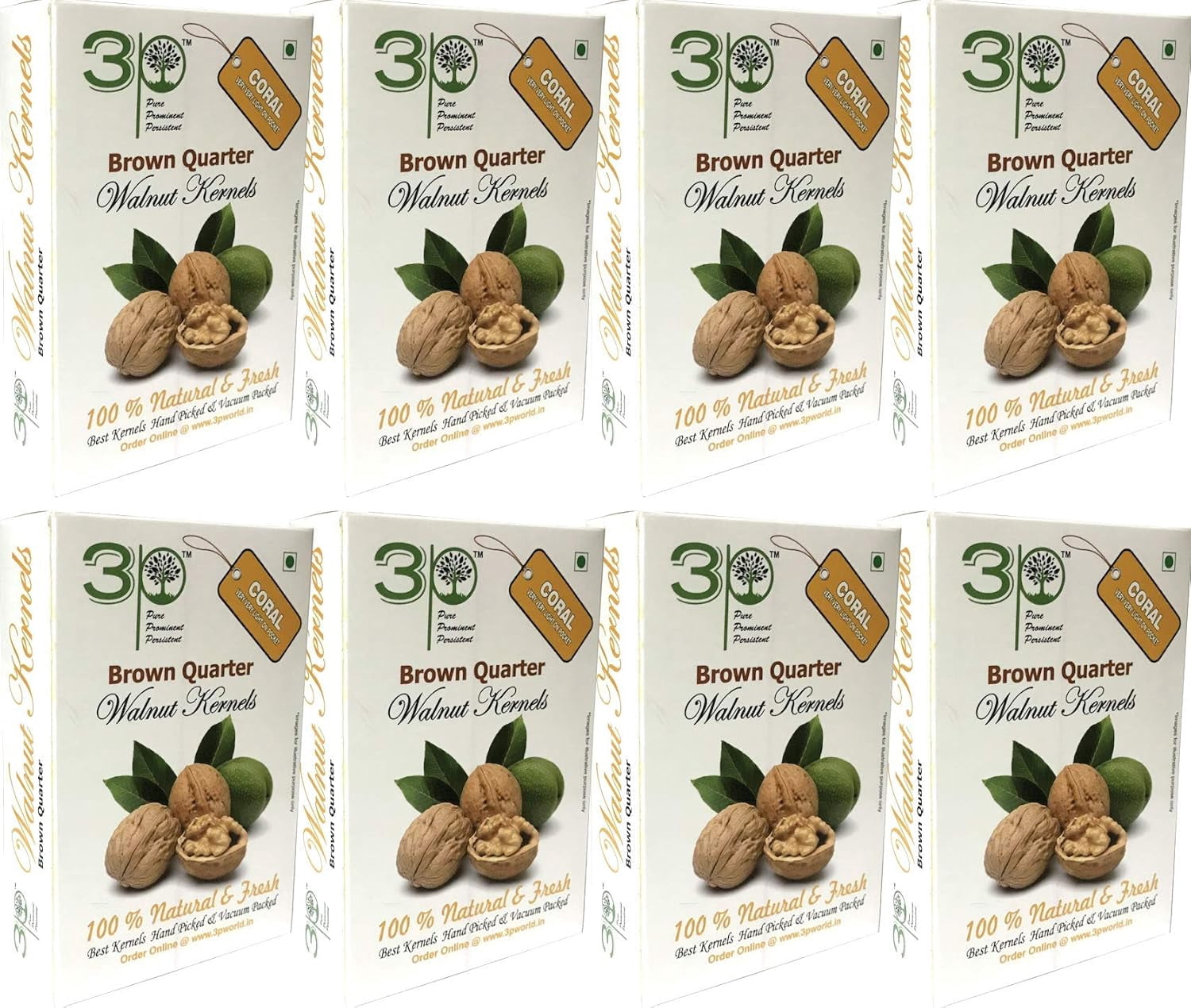 100% Natural Brown Quarter Walnut Kernels By 3P 2kg, (250gm * Pack Of 8 ...