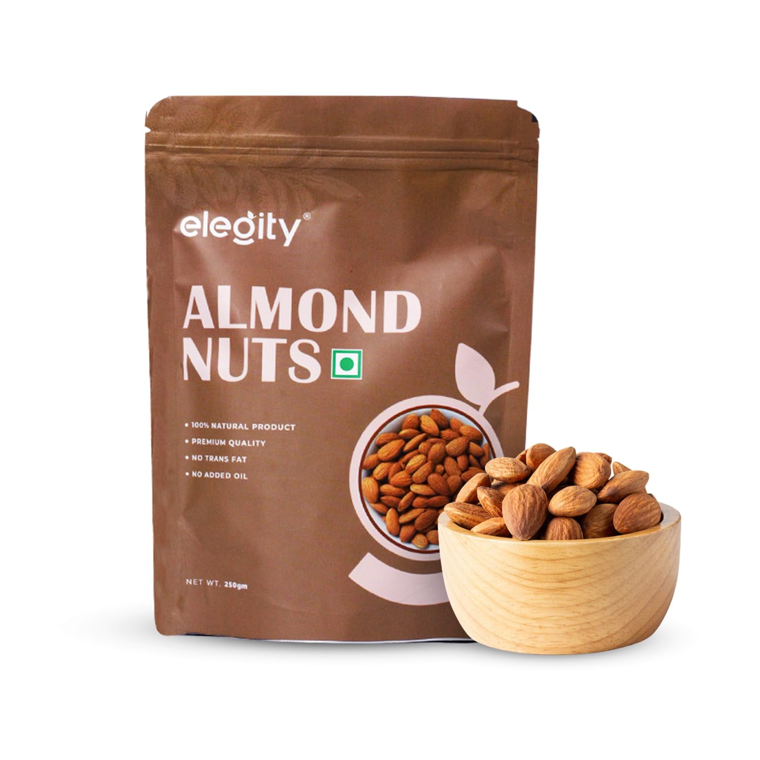 100% Natural California Almonds Nuts By Elegity 250gm, | Rich In Fiber Protein, Vitamin E, Almonds Good For Health | 8.8 Ounce