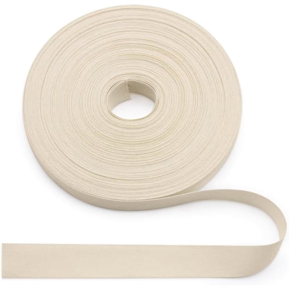 100% Natural Cotton Beige Tape 22 Yards 5/8'' Plain Weave Webbing Ribbon for Edge Binding Sewing Dressmaking Craft (Plain Beige, 5/8'' 22yards)