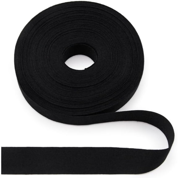 100% Natural Cotton Black Tape 22 Yards 3/4'' Plain Weave Webbing Ribbon for Edge Binding Sewing Dressmaking Craft (Plain Black, 3/4'' 22yards)