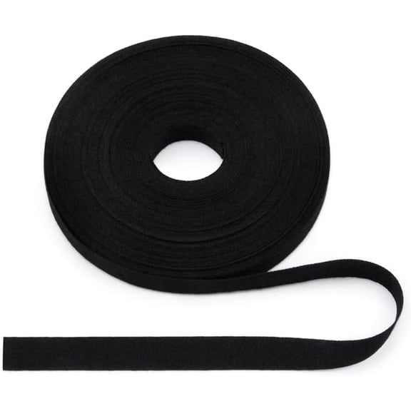 100% Natural Cotton Black Tape 22 Yards 3/8'' Plain Weave Webbing Ribbon for Edge Binding Sewing Dressmaking Craft (Plain Black, 3/8'' 22yards)