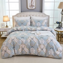 100% Natural Cotton Duvet Cover Set 3 Pcs Grayish Blue Duvet Cover with Luxurious Damask Pattern, Reversible Breathable Soft Comforter Cover Sets with Zipper Closure All Season