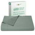 thumbnail image 1 of 100% Natural Cotton Flat Sheet Only - 600 Thread Count, Soft and Crisp, Breathable, Top Sheet Only, Premium Sateen Weave - Sage Green- Cool Tone, King Size, 1 of 8
