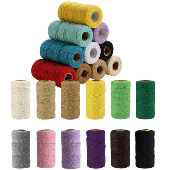 100% Natural Cotton Macrame Yarn for Wall Hanging, Plant Hangers, DIY Crafts Knitting, Christmas Wedding Decorative,100 Yard 1.5 mm,Off-white