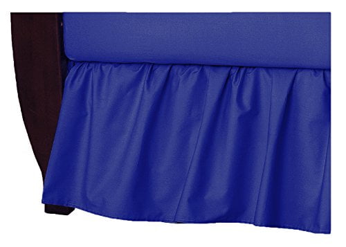 100% Natural Cotton Percale Ruffled Crib Skirt, Royal, 52"L x 28"W + 13.5"