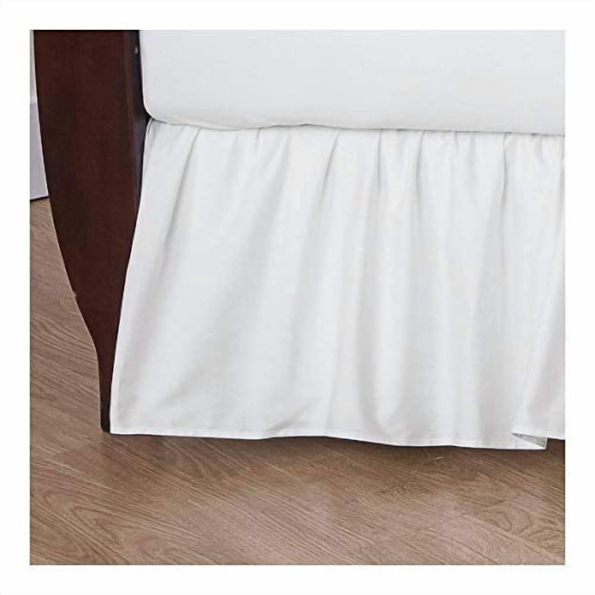 100% Natural Cotton Percale Ruffled Crib Skirt, White, 52"L x 28"W + 13.5"