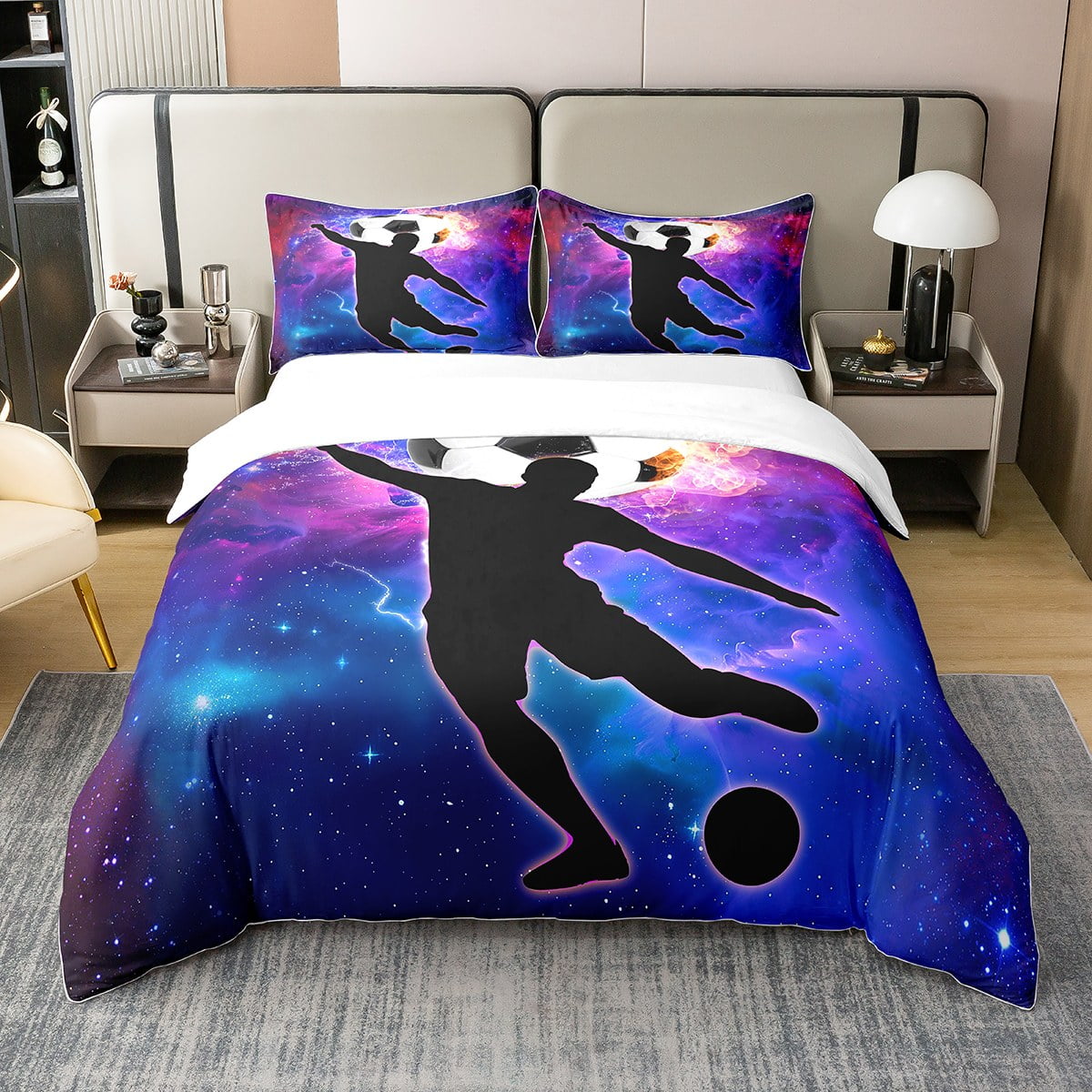 100 Natural Cotton Teens Football Player Bedding Set For Kids Young