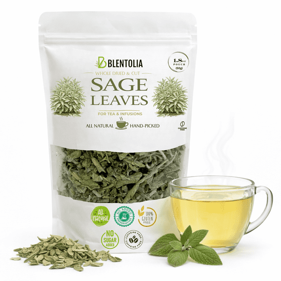 100% Natural Dried Sage Leaves  Herbal Wellness Tea for Relaxation, Digestion & Immune Support  50g Resealable Pouch