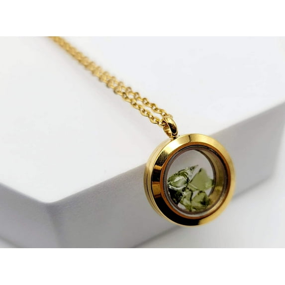 100 % Natural Handmade Crystal Moldavite Necklace Stainless Steel Gold/ Silver rose Gold