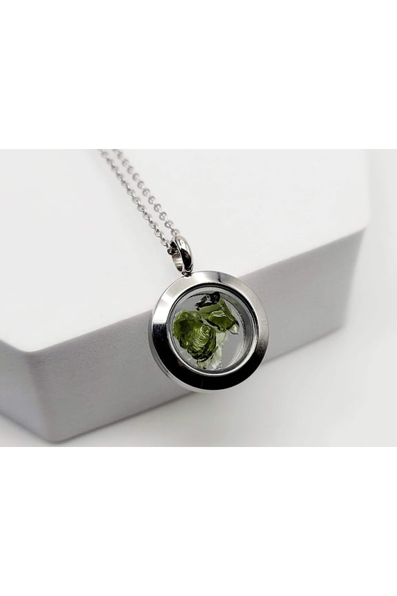100 % Natural Handmade Crystal Moldavite Necklace Stainless Steel Gold/ Silver