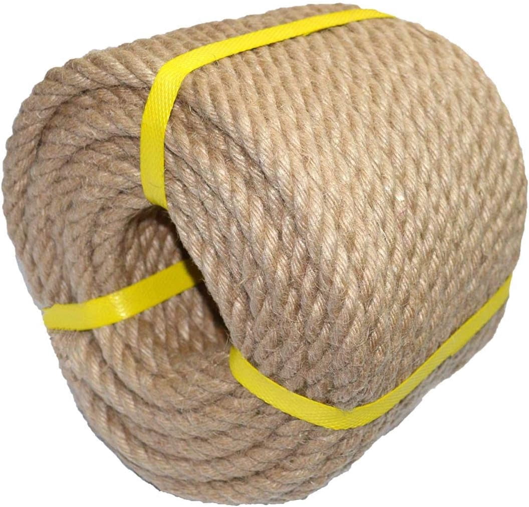Hemo Rope 100% Natural Hemp Rope Twisted Jute Rope 100 Feet 1/2 Inch 4 Ply Hemp ...