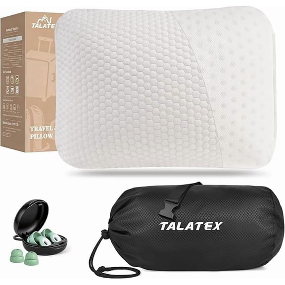 100% Natural Premium Talalay Latex Travel Pillow, Camping Pillow, Small Camping Pillow with Compressible Stuff Sack(Medium Firm)