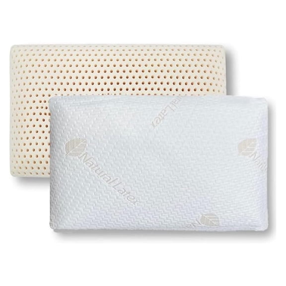 100% Natural Talalay Latex Pillow  Medium Firm Support for Neck & Shoulder  Breathable, Eco-Friendly  Standard Size with Removable Washable Cover  Non-Toxic, No Memory Foam