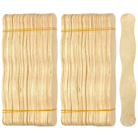 CraftySticks- 100 Pack 8 Inch Jumbo Wavy Craft Sticks for Fan Handles, Wedding Fans, DIY Auction Paddles, Natural Birch Wood Popsicle Sticks
