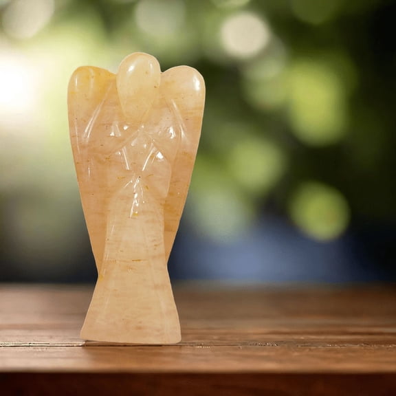100% Natural Yellow Aventurine Angel, 2" Yellow Crystal Angel, Healing Gift For Best Friend, Purify Aura Crystal, Table Decor, Good Luck Gift