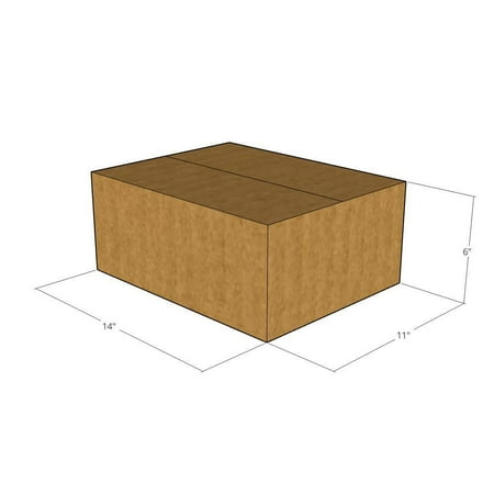 14x11x6 Kraft Brown Corrugated Shipping Boxes, 32 ECT Single-Wall, Qty 100