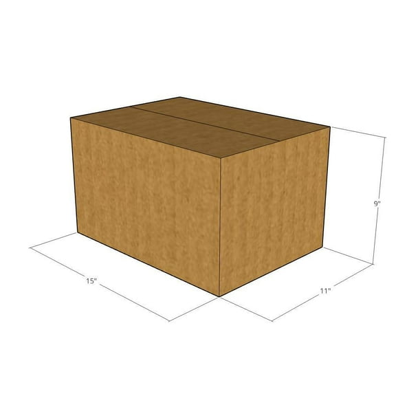 15x11x9 Kraft Brown Corrugated Shipping Boxes, 32 ECT Single-Wall, Qty 100