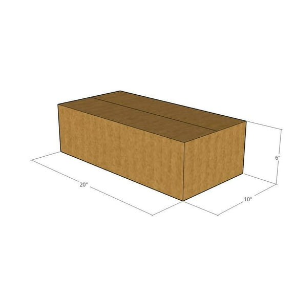 20x10x6 Kraft Brown Corrugated Shipping Boxes, 32 ECT Single-Wall, Qty 100
