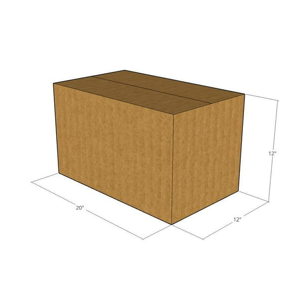 20x12x12 Kraft Brown Corrugated Shipping Boxes, 32 ECT Single-Wall, Qty 100