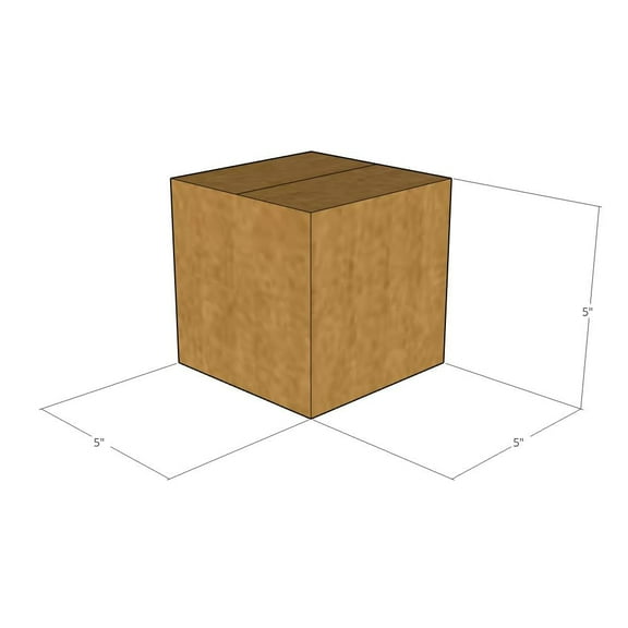 5x5x5 Kraft Brown Corrugated Shipping Boxes, 32 ECT Single-Wall, Qty 100