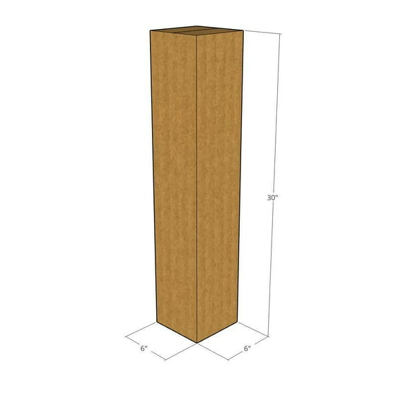 6x6x30 Kraft Brown Corrugated Shipping Boxes, 32 ECT Single-Wall, Qty 100
