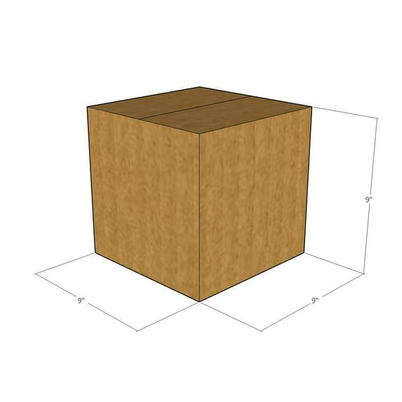 9x9x9 Kraft Brown Corrugated Shipping Boxes, 32 ECT Single-Wall, Qty 100